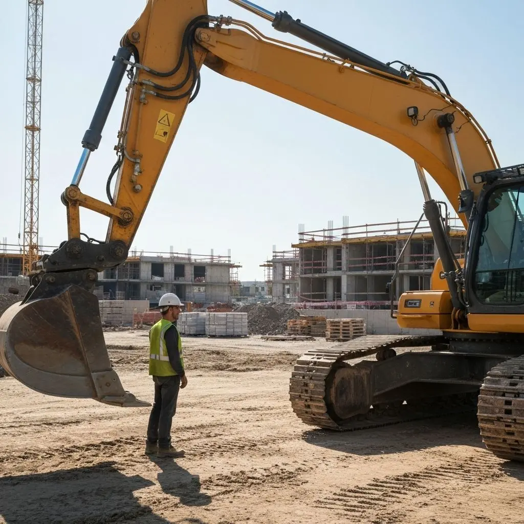 Heavy industrial excavator on a construction site